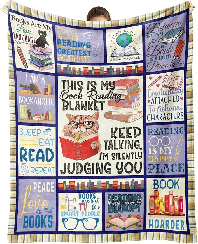 Gifts for Readers, Book Lover Gifts for Women, Reading Blanket for Book Lovers, Reading Literary Blanket 60"x50"