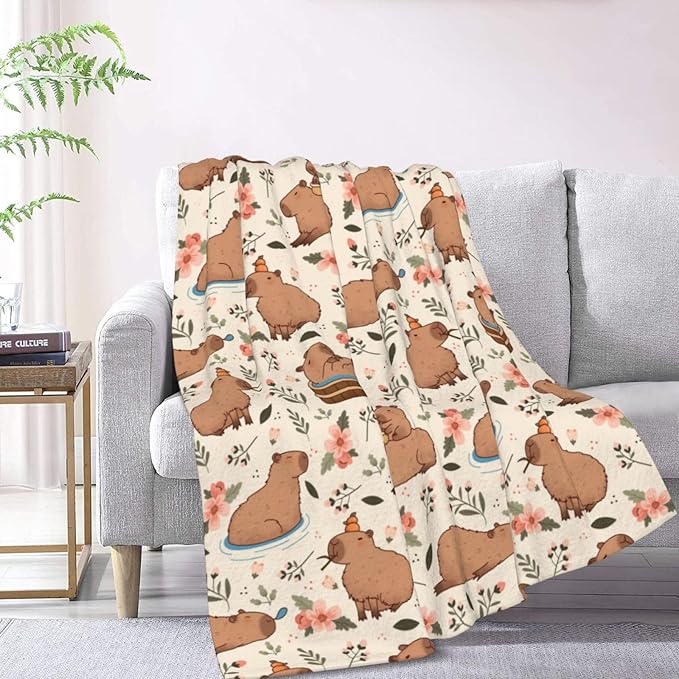 Capybaras Blanket Throw Blanket for Bed Soft Cozy Fluffy Couch Blankets Fleece Blanket Throw Gifts for Women Men Girls Boys 50"x40"