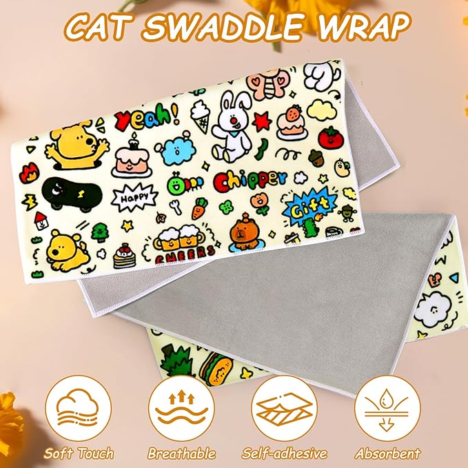 BABORUI Cat Grooming Wrap for Cutting Nails - Self-Adhesive Cat Swaddle Wrap with Nail Clipper, Anti-Scratch Cat Burrito Wrap for Nail Trimming, Cat Grooming Supplies