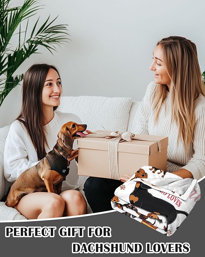 Dachshund Gifts for Women, Wiener Dog Gifts for Girl, Weiner Dog Blanket for Women, Just A Girl Who Love Dachshunds, Dachshund Blanket for Girls 50" X 60"