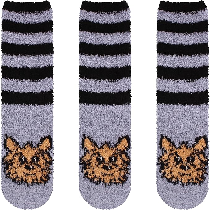 BambooMN Women's Super Soft Warm Microfiber Fuzzy Cozy Animal Socks or Christmas Winter Animal Socks, Value Pack