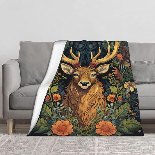 Deer Soft Throw Blanket Flannel Fleece Blankets Warm Cozy Lightweight Fuzzy Blanket for Bed Sofa Couch Home Decor 60"X50"
