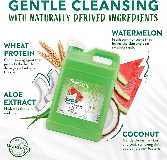 TropiClean Watermelon Deep Cleansing 2-in-1 Shampoo and Conditioner, 2.5 gal