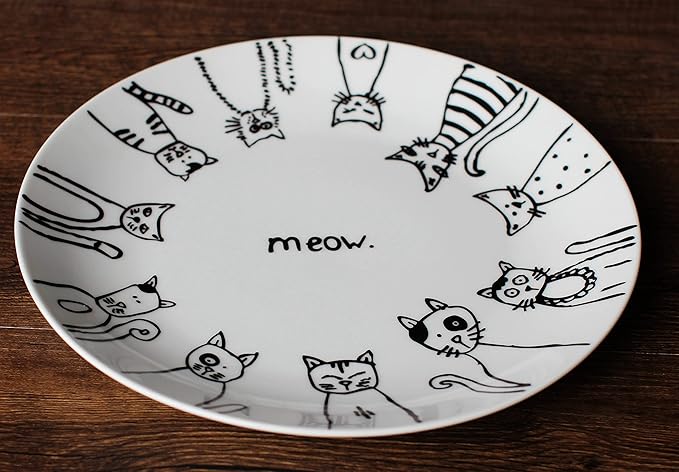 Cartoon Cat Porcelain 8-inch Salad Plate Set/Dessert Plate Set,Set Of 4