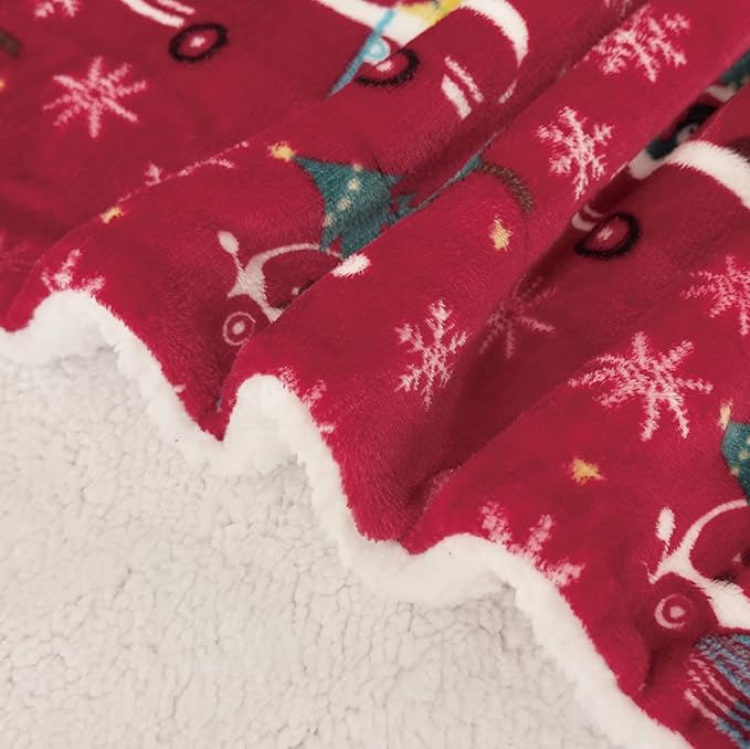 Elegant Comfort Reversible and Ultra-Plush Flannel Fleece-Winter Christmas Sherpa Throw- Lightweight Soft and Cozy-Holiday Decorative Throw, Perfect for Lounging, 50 x 60 inches, Christmas Tree Car