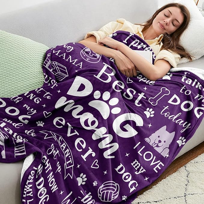 Mosslink Dog Mom Blanket 60"x50", Christmas Birthday Gifts for Dog Moms/Lover, Mothers Day Dog Gifts for Dog Lovers