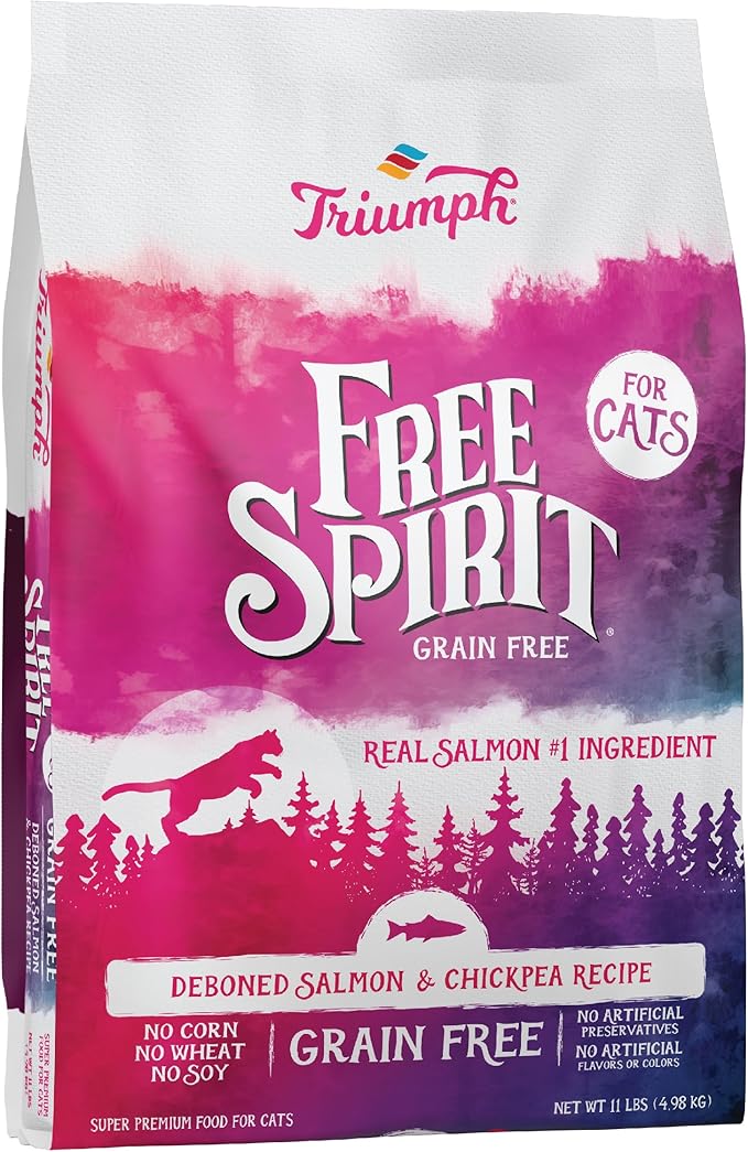 Triumph Free Spirit Deboned Salmon & Chickpea Recipe Dry Cat Food, 11lb.