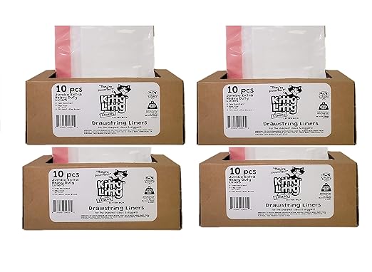 40 Count Cat Litter Box Liners 4 Pack With Drawstring Extra Heavy Duty Jumbo Size