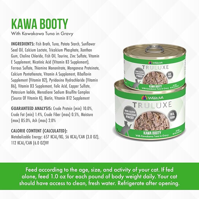 Weruva Truluxe Cat Food, Kawa Booty with Kawakawa Tuna in Gravy, 3Oz Can (Pack of 24)