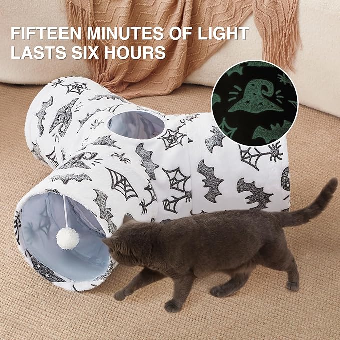 Tempcore Pet Cat Tunnel Tube Cat Toy 3 Way Collapsible, Cat Tunnels for Indoor Cats Self-Luminous，Kitty Tunnel Bored Cat Pet Toys Peek Hole Toy Ball Cat, Puppy, Kitty, Kitten, Rabbit