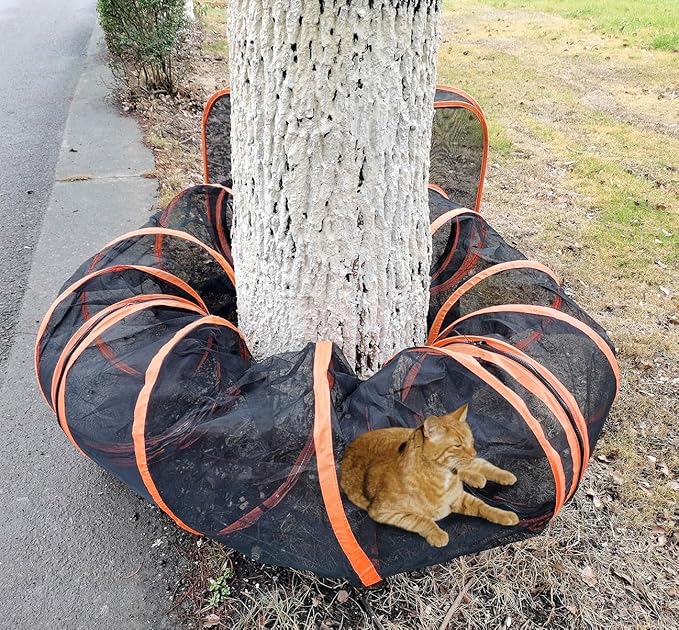 Portable Cat Small Animals Playpen DIY Outdoor Enclosures Freely Combinable 2in1 4in1 6in1 Pop Up Pet Play Tent Tunnel Cube House for Cat Puppy Rabbit (4in1 Cube Tunnel)