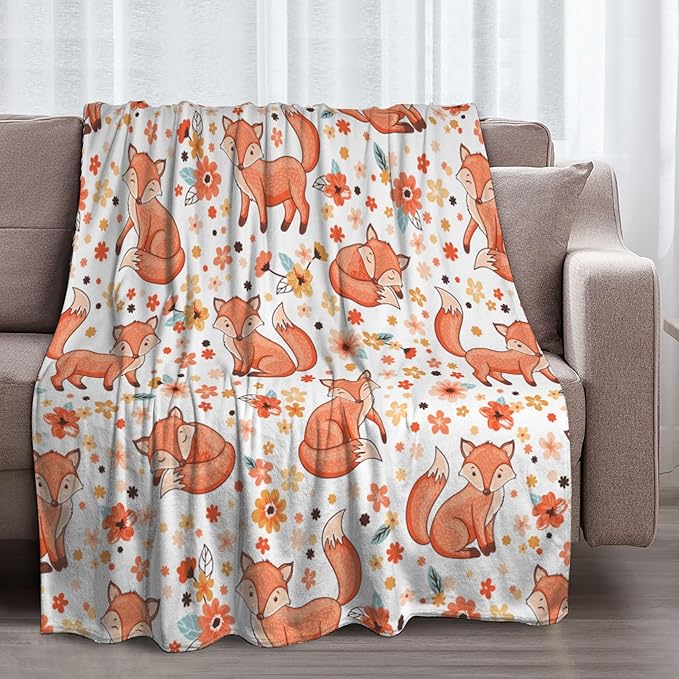 Fox Soft Throw Blanket Flannel Fleece Blankets Warm Cozy Lightweight Fuzzy Blanket for Bed Sofa Couch Home Decor 80"X60"