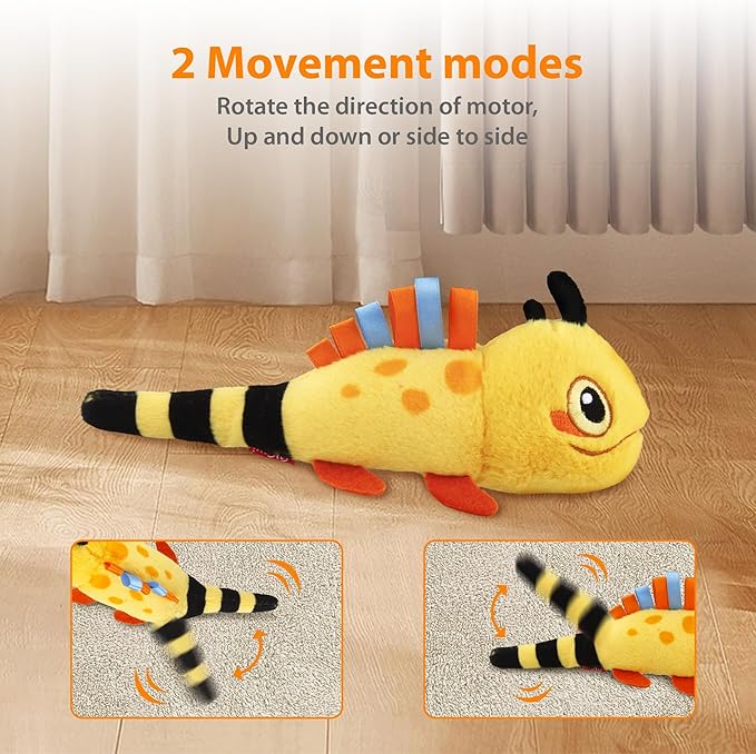 Gigwi Interactive Catnip Cat Toys, Electronic Flopping Toys Motion Activated, Automatic Moving Cat Toys for Indoor Cats, USB Rechargeable Cat Enrichment Toy Self Play for Hunting and Kicker, Lizard