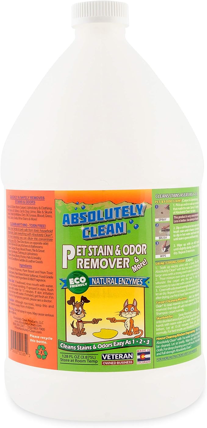 Amazing Pet Odor Eliminator for Home, Professional Strength: Natural Enzymes Remove Most Stains in 60 Seconds -Dog/Cat Urine, Vomit, Bile, Feces, Grass, Blood, Drool, More -USA Made