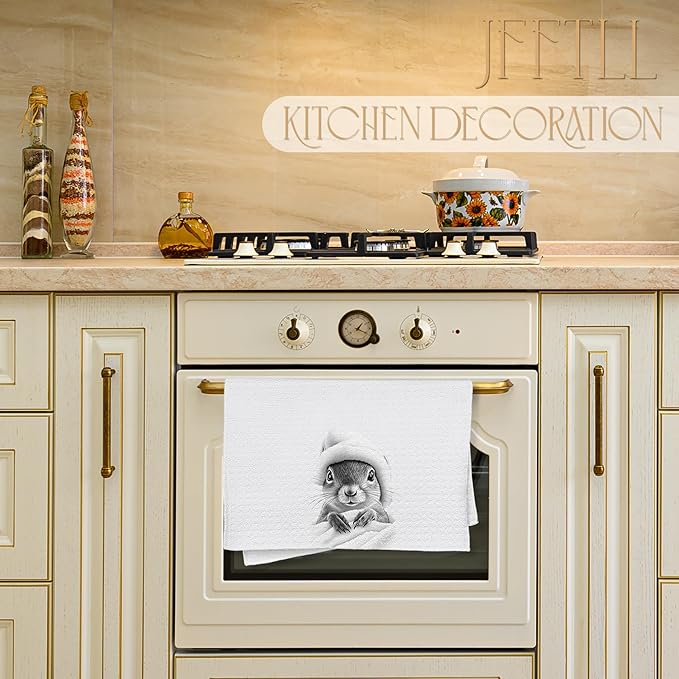 Squirrel Lover Gifts Bathroom Hand Towels, Funny Bathrobe Squirrel Hand Towels for Bathroom Washroom Restroom Decor, 16x24 Inch