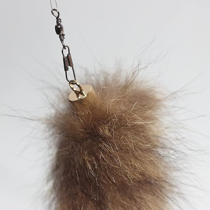 Fosrion Real Raccoon Tail Fur Cat Bites Toy with Three Section Retractable Carbon Fiber Rod (Raccoon, Only Tail)