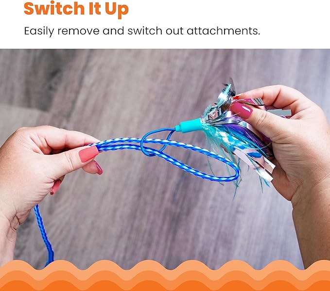 Catstages Tail Teaser Air Prey Play Wand with Catnip Toy Attachments Interactive Cat Wand