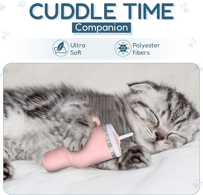 Kitty Cup Tumbler Cat Toy – Small Crinkle Catnip - Funny and Cute Kitten Toys with Cat Nip for Fun Indoor Play, Unique Kitty Birthday Gift, Aesthetic Kitten Present (Pink Peach Dust)