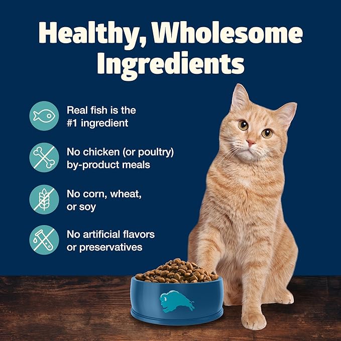 Blue Buffalo Freedom Grain-Free Adult Dry Cat Food, Complete & Balanced Nutrition for Indoor Cats, Made with Natural Ingredients, Fish Recipe, 5-lb. Bag