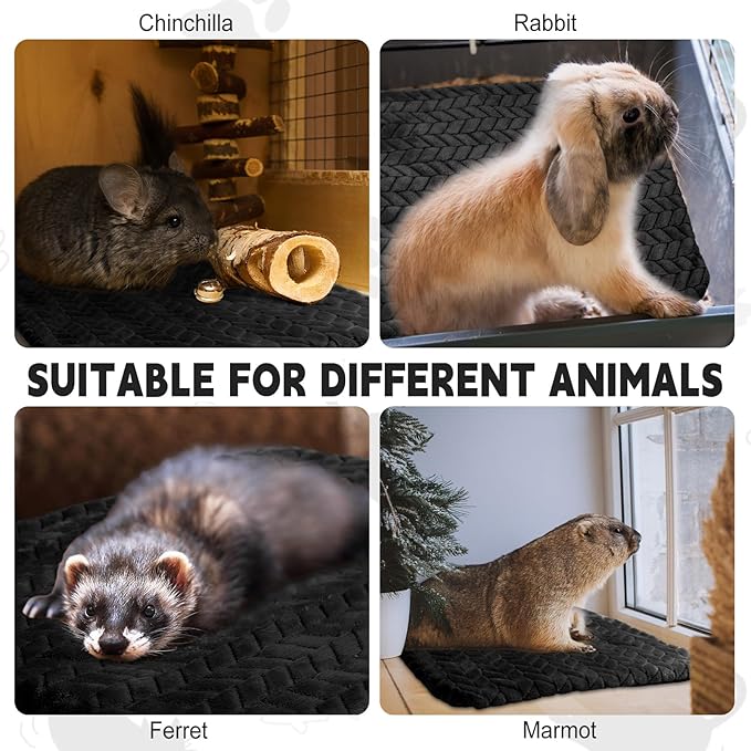 4 Pack Self Heating Cat Pad Self Warming Cat Mat Non Slip Warm Dog Bed Pad Mat Washable Pet Kennel Pad Crate Bed Mat Removable Cover Cat Blanket for Indoor Outdoor(Black,16 x 20 Inch)