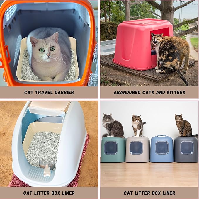 Bokon 25 Pcs Disposable Litter Boxes for Cats Plastic Cat Litter Tray Kitten Litter Pan for Kitty Rabbit Guinea Pig Hamster Pets Supplies Travel Home Toilet, 15.7 x 11.8 x 3 Inches (Beige)