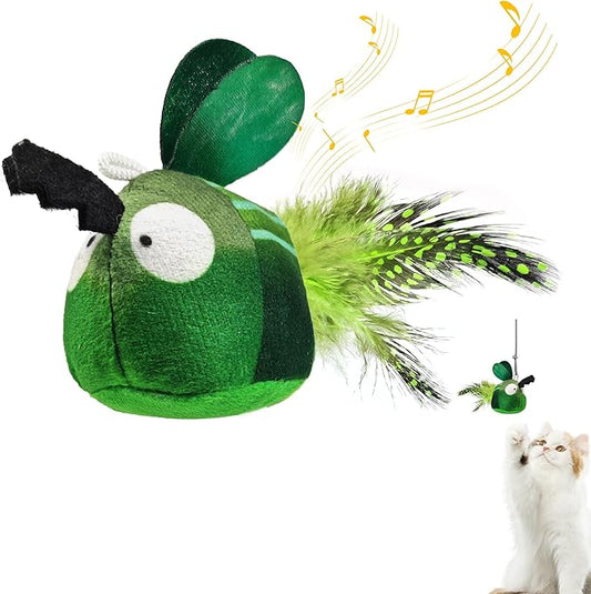 Chirping Cat Toys Hanging Cat Feather Toy - Catnip Interactive Cat Toys for Indoor Cats - Automatic Cat Toy for Cat Exercise & Kicker to Self Play (Green Pangpang)