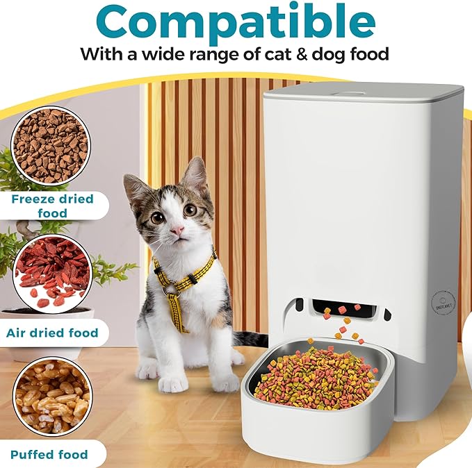 Automatic Cat Feeder - WiFi Automatic Dog Feeder 3.5L Pet Food Dispenser Smart App Control Cat Feeding Station Timed Food Pet Feeder
