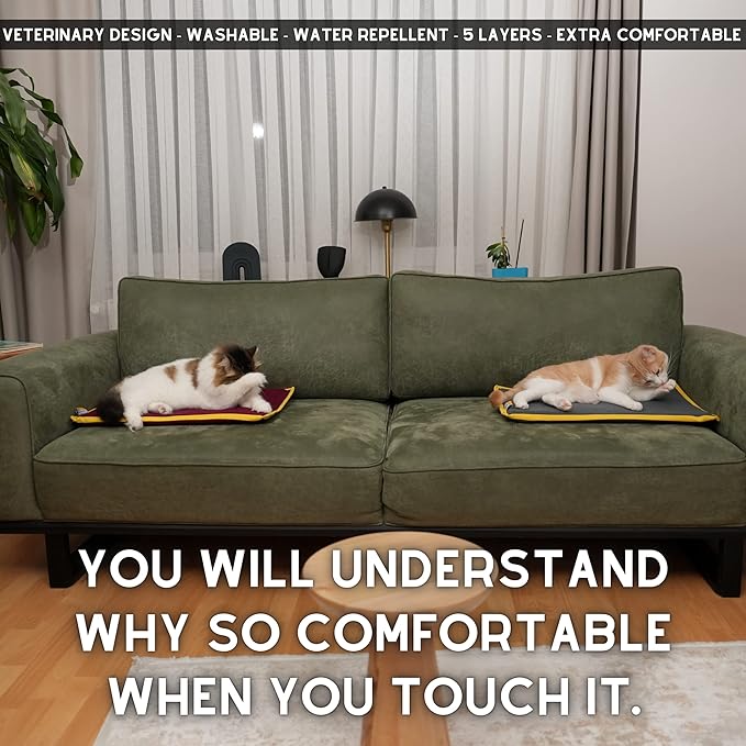 Cooling Heating Mat for Cat & Dog Small Medium Pet (16x24), 5 Layers Microwave Water Repellent No-Electric Thermal Pad Washable Non Slip Durable Solid Warming Gel Bed (Anthracite)