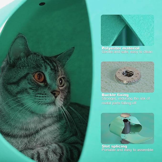 Spring Blossoms Cat Tunnel, Cat Cave for Indoor Cats Bed,Scratch Resistant Cat Toys for Medium Large Cats Hide and Seek Toy (Sky Cyan)