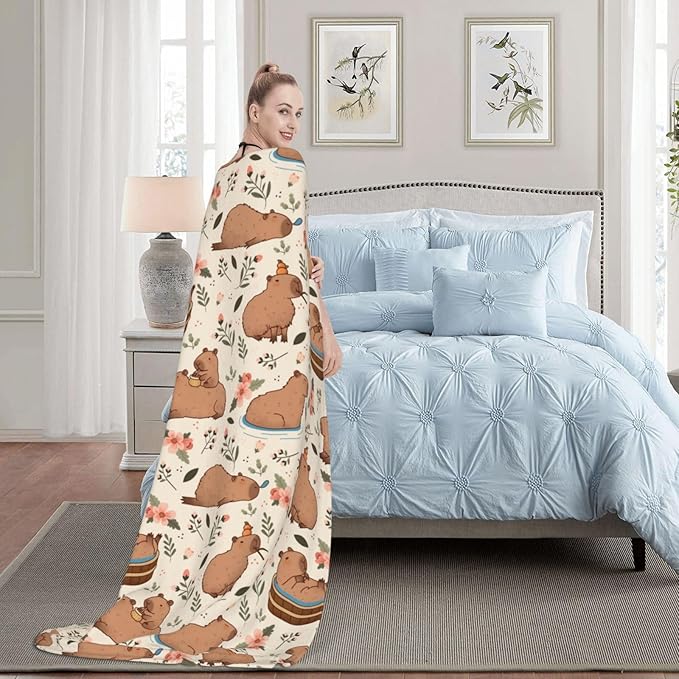 Capybaras Blanket Throw Blanket for Bed Soft Cozy Fluffy Couch Blankets Fleece Blanket Throw Gifts for Women Men Girls Boys 80"x60"