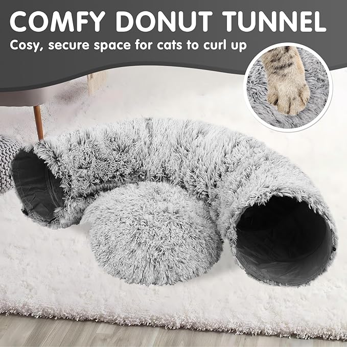 car Bed for Indoor Cats,Multifunctional cat Tunnel Suitable for Small, Medium and Large Cats (Grey)