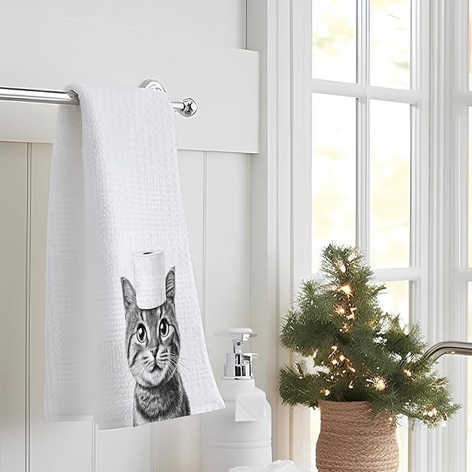 Cat Bathroom Hand Towels, Cats Hand Towels for Bathroom, Cat Towels for Cat Lovers, Cat Bathroom Decor, Cat Lover Gifts for Women, Cat Mom Gifts, Cat Lady Gifts for Women, 16x24 Inch