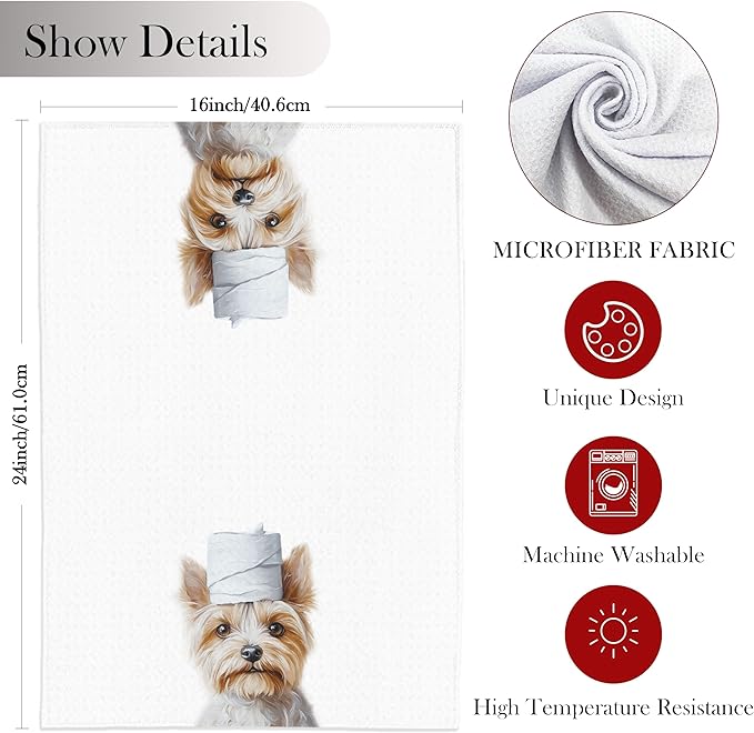 Yorkshire Terrier Hand Towels for Bathroom, Yorkshire Terrier Bathroom Hand Towels, Dog Bathroom Decor, Kids Hand Towels, Yorkshire Terrier Gifts for Women Dog Lovers, 16x24 Inch