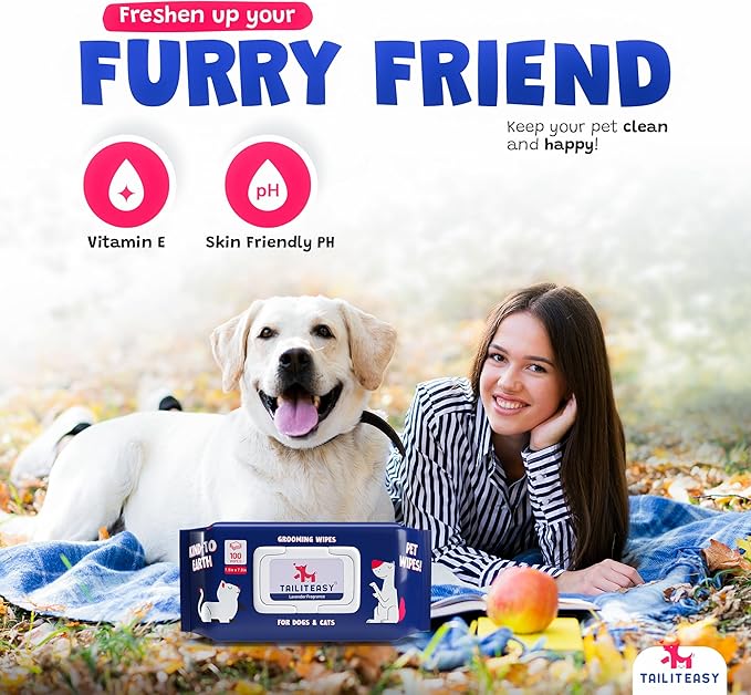 Pet Wipes for Dogs - Dog Paw Wipes - Dog Cleaning Wipes - Biodegradable Cat Bath Wipes - Puppy Grooming Wipes - Toxic-Free Kitten Wipes (Lavender Fragrance) (Pack of 1)