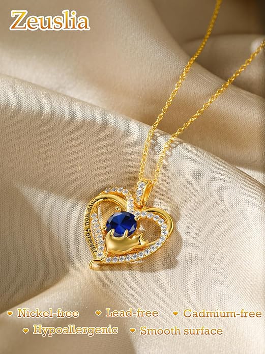 Birthstone Cat Necklaces,925 Sterling Silver Cat Necklace Heart Pendant for Women,Dainty Animal Jewelry for Her,Wedding Anniversary Birthday Gifts for Women Mom Grandma