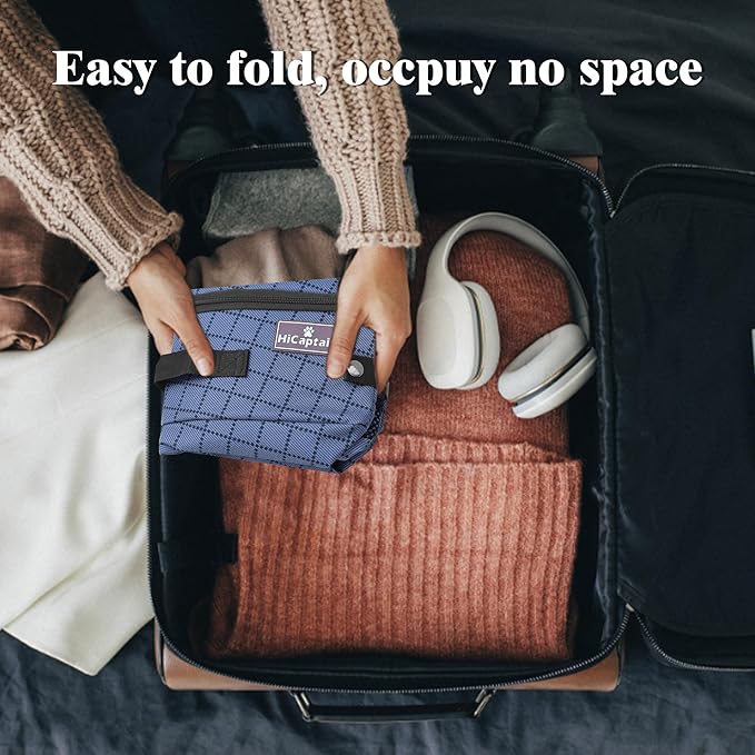 HiCaptain Portable Litter Box for Cats, Collapsible Travel Litter Box with Lid, Handle and Storage Pocket, Foldable Litter Box for Small Medium Cats Leak Proof, Waterproof, Odor Free-Blue