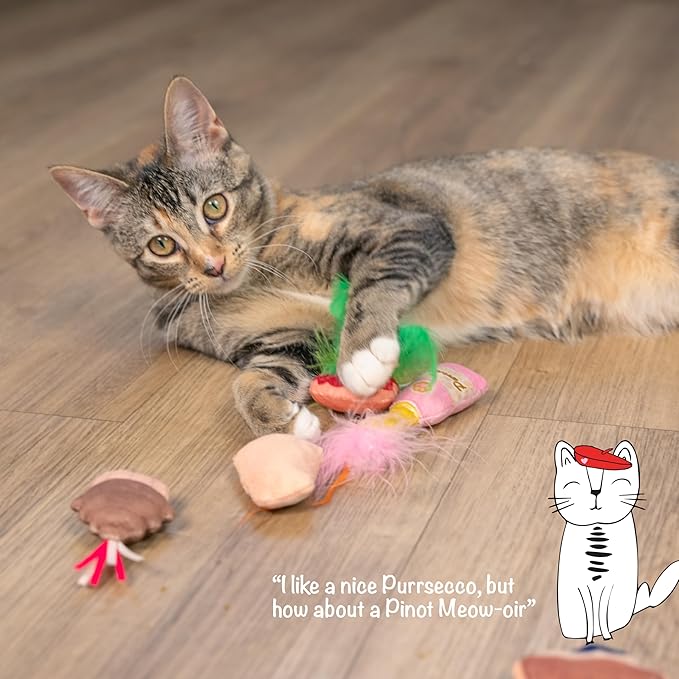Catstages Purrsecco & Cupcakes Plush Interactive Catnip Cat Toys - 6 Pack