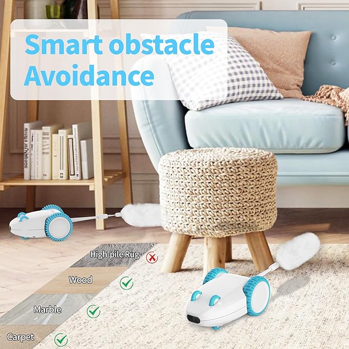 PETGEEK Automatic Cat Mouse Toys Interactive Cat Toys for Indoor Cats, Smart Sensing Moving Squeaky Mouse Cat Toys, USB Rechargeable Best Gift for Birthday, Thanksgiving, Christmas, New Year