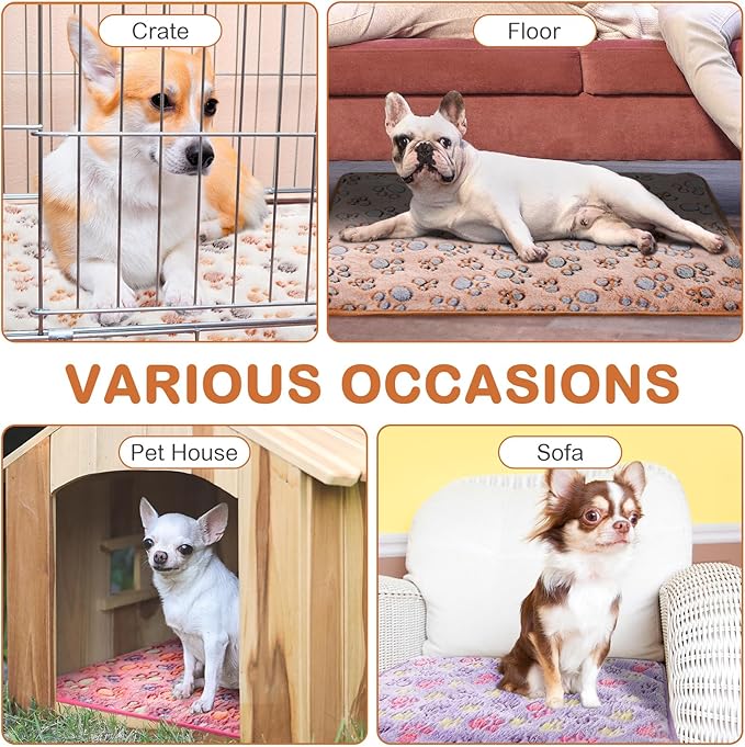 4 Pack Self Heating Cat Bed Cat Self Warming Pad with Removable Cover Extra Warm Thermal Pet Pad Washable Pet Crate Mat Anti Slip Kennel Pad for Indoor Outdoor Pets(Dog Paw,16 x 20 Inches)