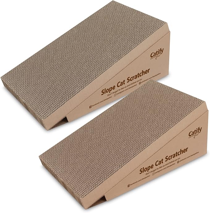 Catify by Best Pet Supplies, Inc., Inc., Inc., Slope Cat Scratcher with Catnip (2 Pack), One Size (CTM-08-02)