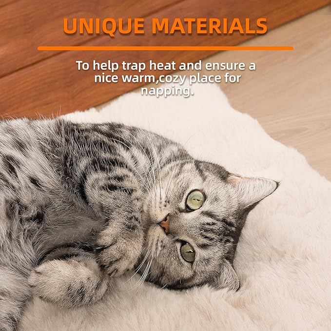 Self Warming Cat Mat Self Heating Cat Bed 24" x 18" Thermal Cat Mat Extra Warm Dog Bed Cat Beds for Indoor and Outdoor Cats Pet Heating Pad for Kittens Small Puppy Pets with Washable Removable Cover