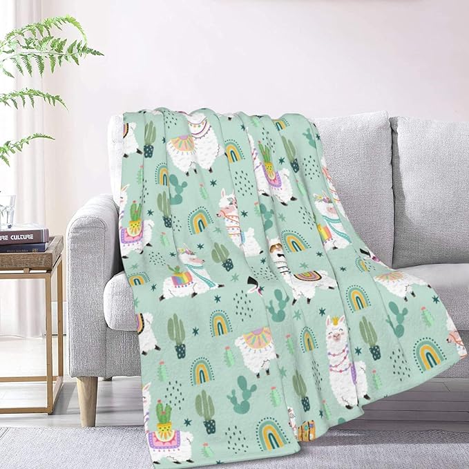 Llamas Blanket Throw Blanket for Bed Soft Cozy Fluffy Couch Blankets Fleece Blanket Throw Gifts for Women Men Girls Boys 50"x40"
