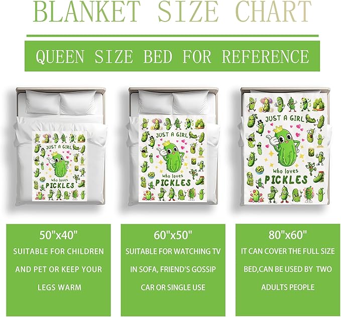 Pickle Blanket Gifts for Pickle Lovers Pickles Throw Blanket Pickles Bedding Decor Stuff Gifts for Girls Women 50"x40"