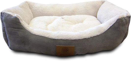American Kennel Club Suede Cuddler Solid Pet Bed, Large, Gray, 28.0" L x 18.0" W x 8.0" Th