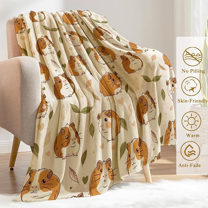 Guinea Pig Blanket Plush Flannel Throw Blanket - Ultra Soft & Warm, Comfy & Lightweight - Perfect for Couch, Travel, Bedroom, Bed, Living Room - Cozy, Fuzzy Gift 50in×60in
