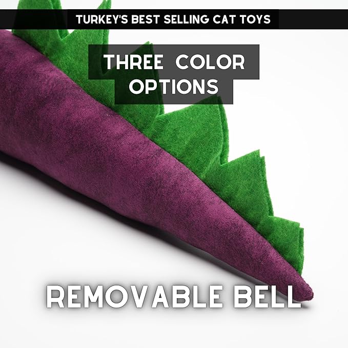 Large Cat Toy Dino, Catnip Matatabi Silvervine Filled Help Relief Stress Interactive Indoor Cat Kicker with Bell and Smell (Purple)