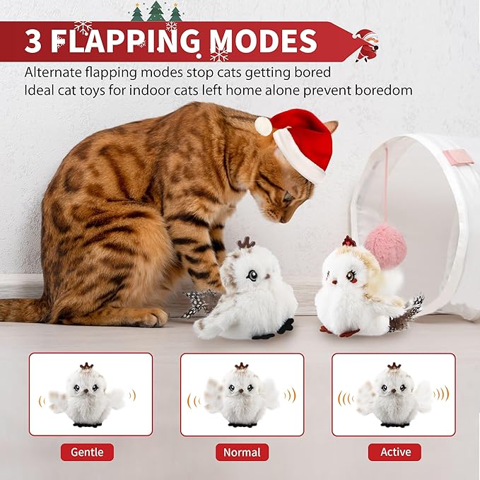 Gigwi Flapping Bird Cat Toys Lifelike Sandpiper Chirp Tweet Interactive Cat Toy, Rechargeable Cat Toy For Bored Indoor Cat, Automatic Cat Toy Best Gift For Birthday, Thanksgiving, Christmas, New Year