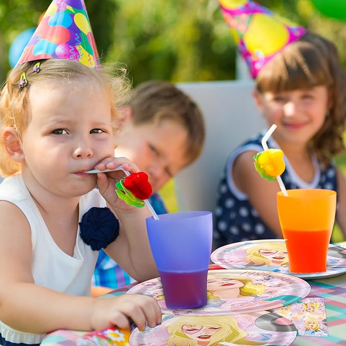 96 Pcs Birthday Party Plates Napkins Forks Supplies Paper Tableware Set Disposable Table Decorations for Girls Birthday Party, Serves 24 Guests