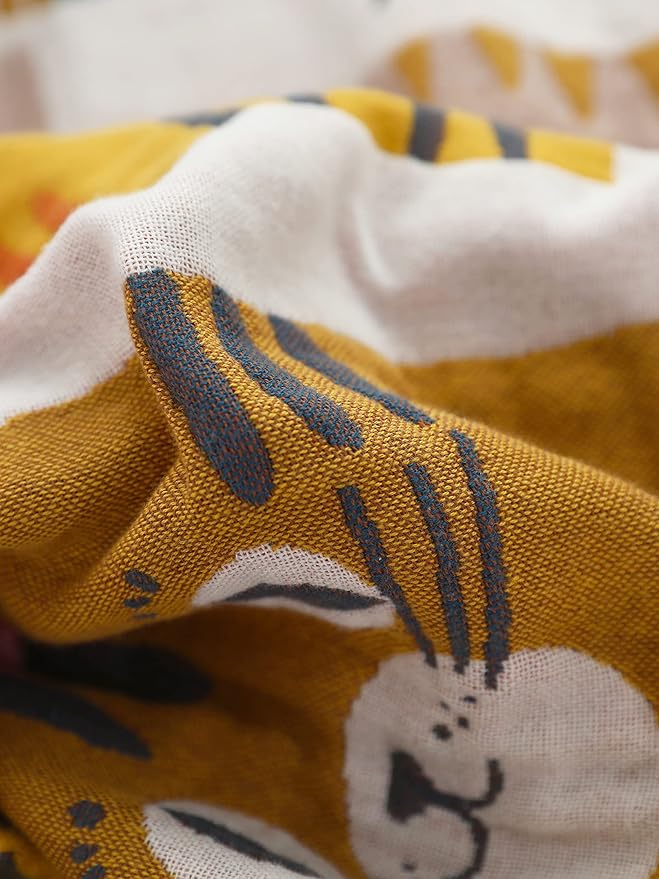 MEJU Cat Kitty Kids Girls Cute Blanket Throw for Bed Sofa Couch,100% Combed Cotton 4 Layer Soft Warm Quilt Throw Blanket Cartoon Bed Coverlet Full Queen 80" X 90"