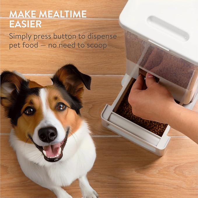 Navaris Pet Food Container - Dry Food Storage for Cats and Dogs or Other Pets - Durable Transparent Design with Portion Control - Large 14.8QT (14L) Capacity